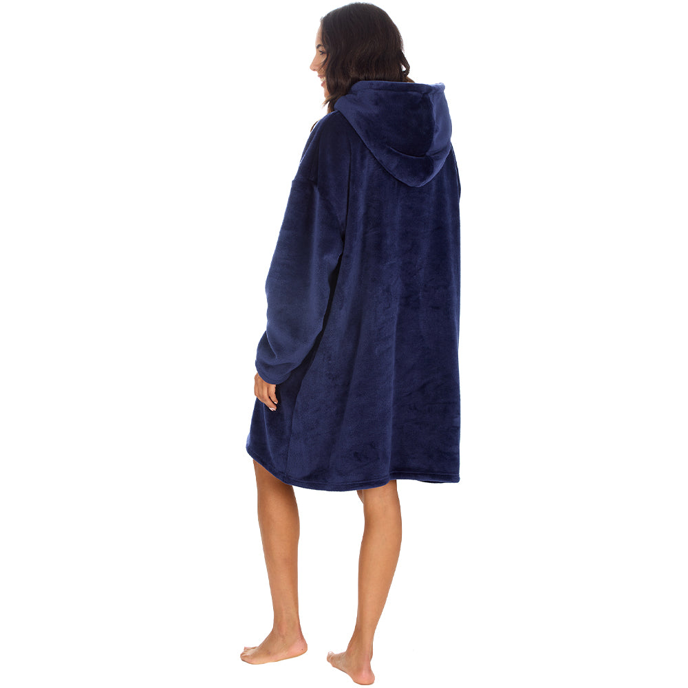 Ladies Midnight Blue Plain Blanket Hoodie