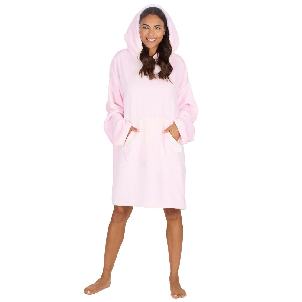 Ladies Shimmer Pink Blanket Hoodie