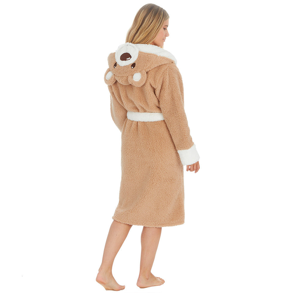 Ladies Teddy Bear Sherpa Fleece Dressing Gown