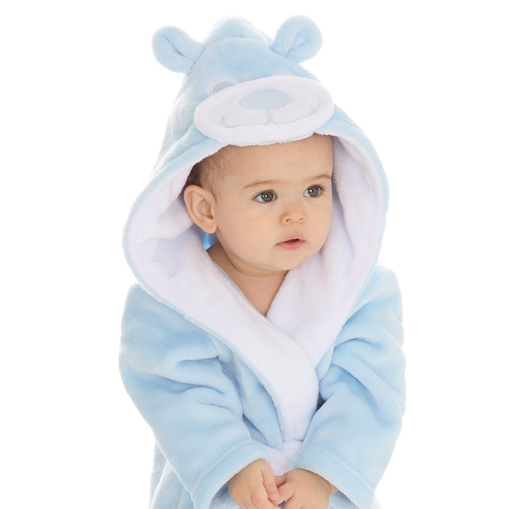 Baby Blue Teddy Bear Fleece Dressing Gown