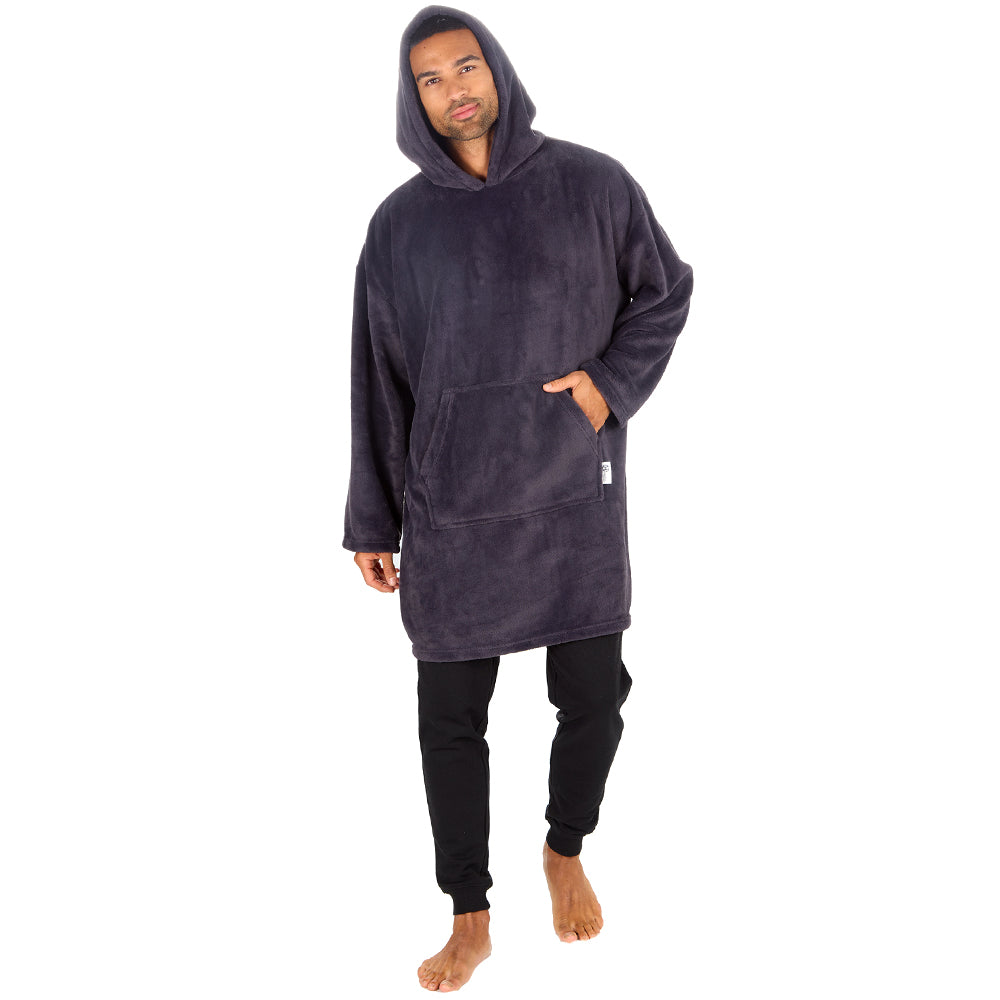 Mens Charcoal Coral Fleece Blanket Hoodie