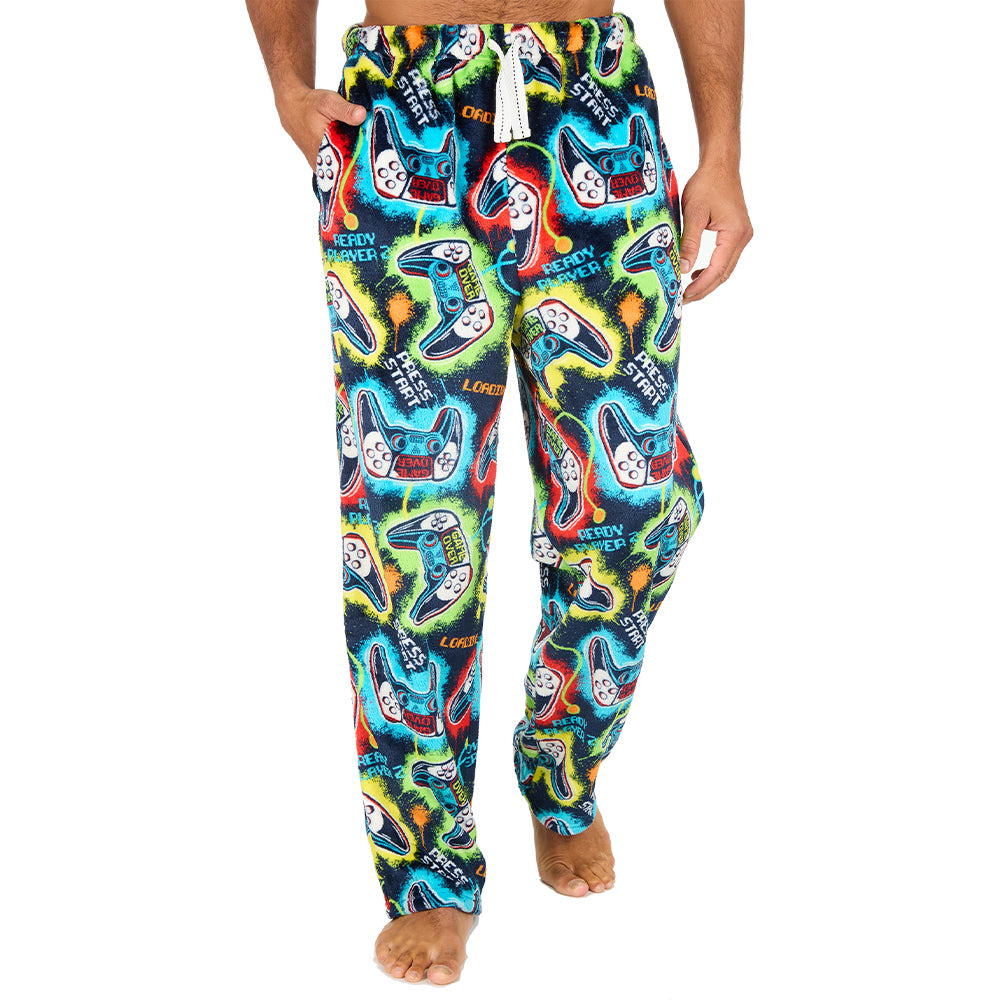 Mens Gamer Black Fleece Pyjama Bottoms