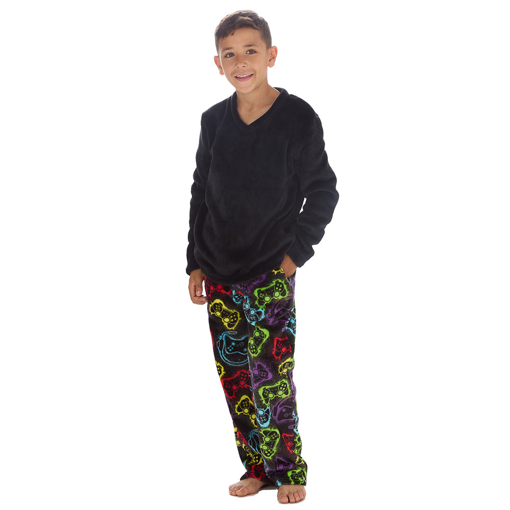 Boys Gaming Black Fleece Pyjama Set