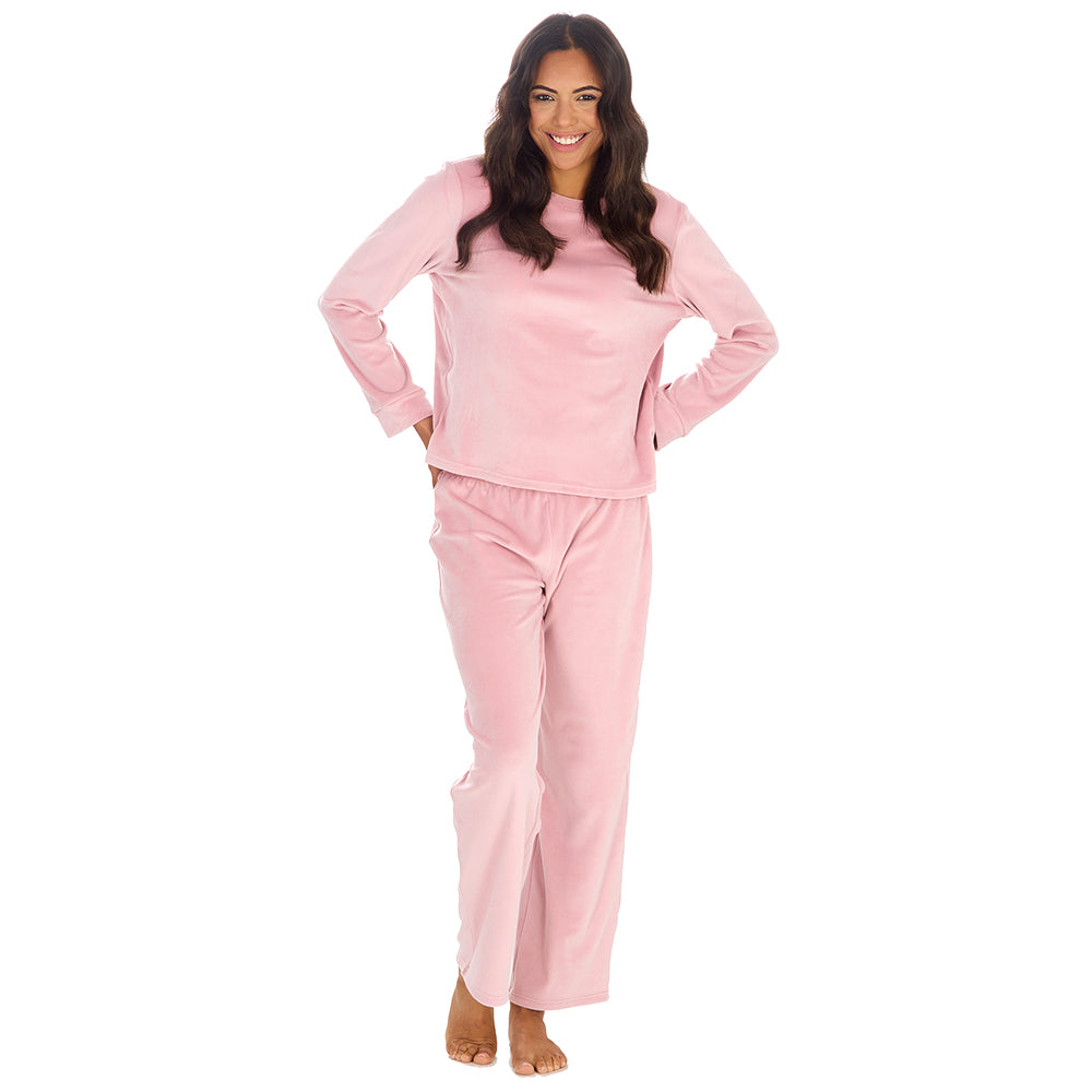 Ladies Pink Shimmer Fleece Pyjama Set