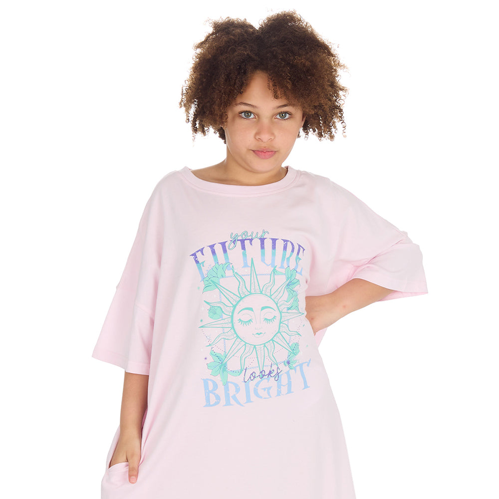 Girls Future Pink Oversize Sleep Tee