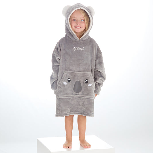 Personalised Infant Kids Koala Mini Blanket Hoodie