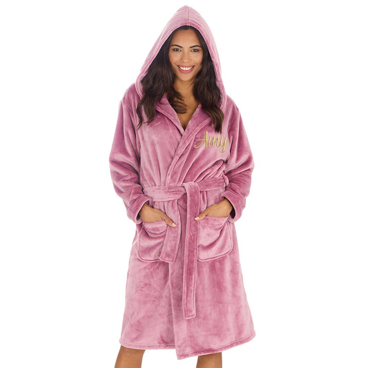 Personalised Ladies Shimmer Blush Pink Dressing Gown