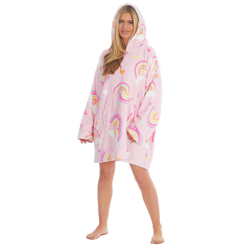 Ladies Rainbow Pink Blanket Hoodie