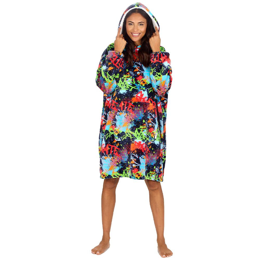 Ladies Graffiti Blanket Hoodie