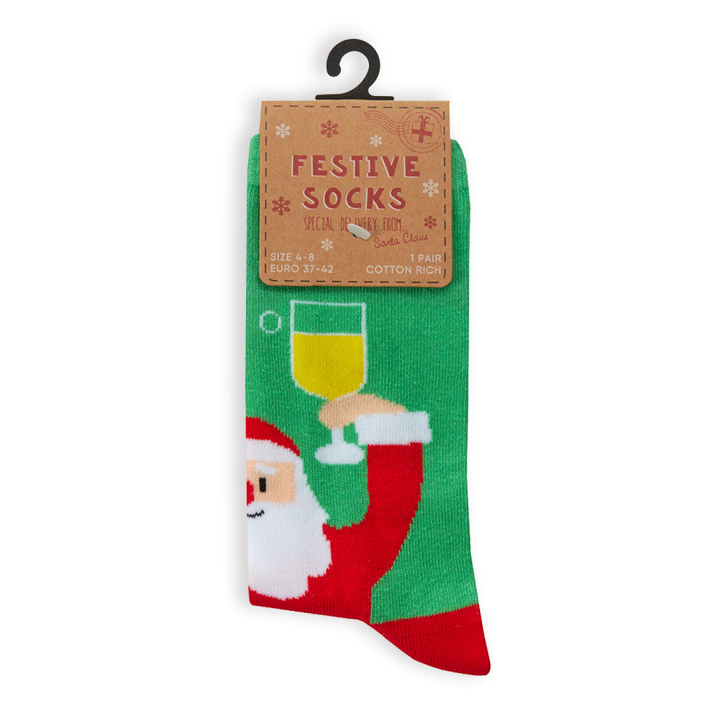 Ladies Christmas Santa Cotton Socks