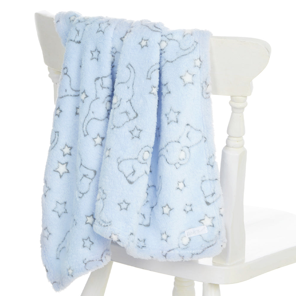 Baby Blue Elephant Jacquard Blanket