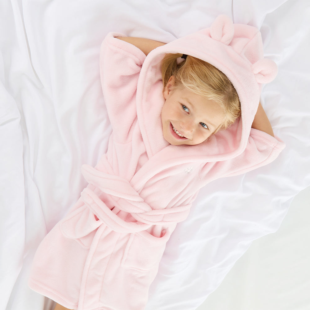 Infant Girls Pink Bear Ears Dressing Gown