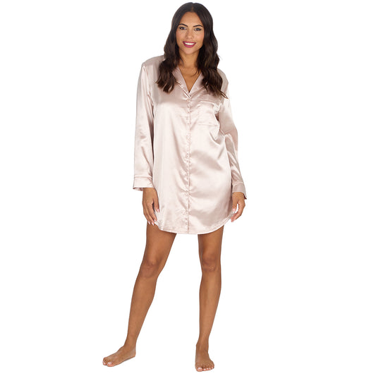 Ladies Gold Silky Satin Nightshirt