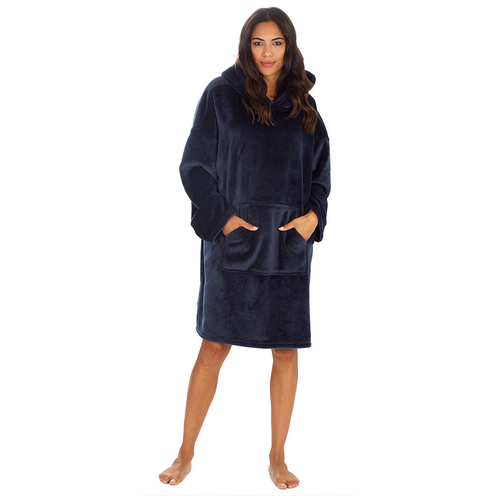 Ladies Stone Blue Plain Blanket Hoodie