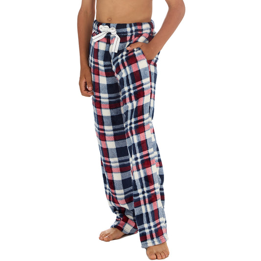 Boys Burgundy Check Fleece Pyjama Bottoms