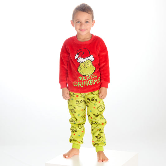 Boys Christmas Grinch Snuggle Fleece Pyjama Set