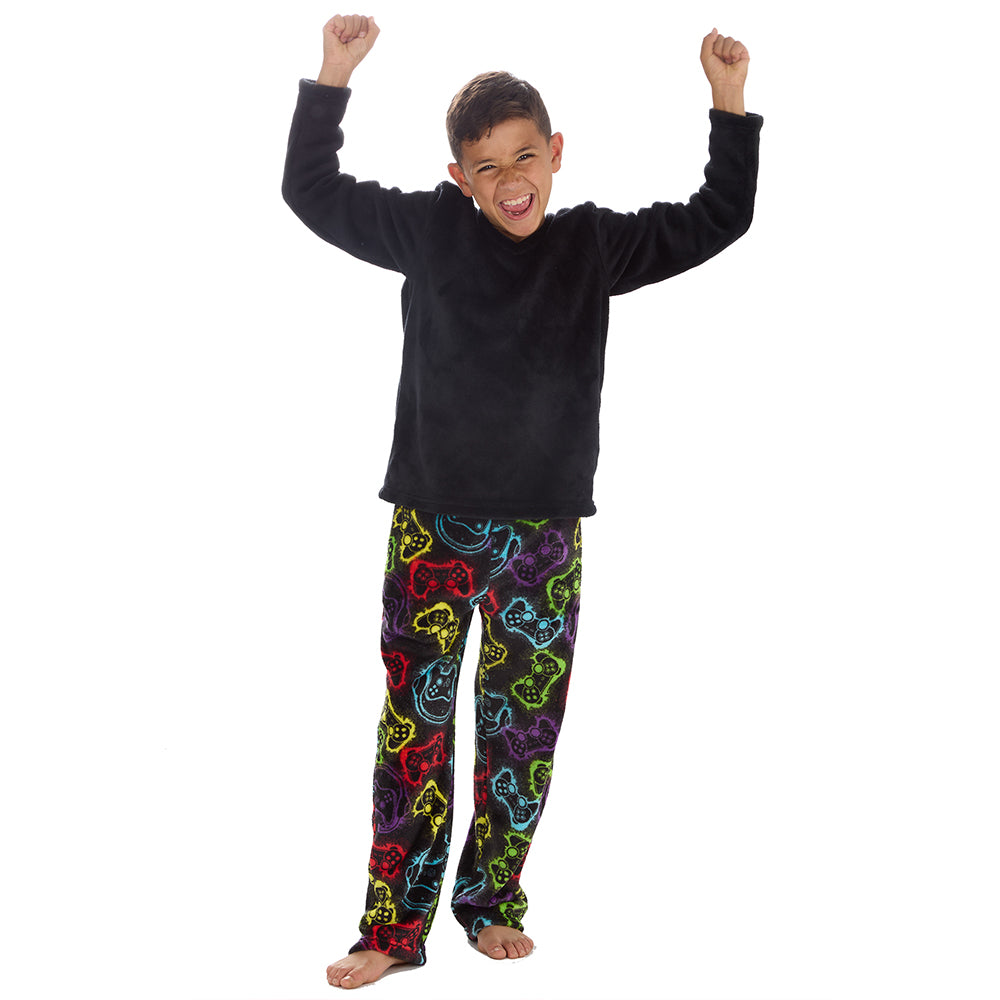 Boys Gaming Black Fleece Pyjama Set