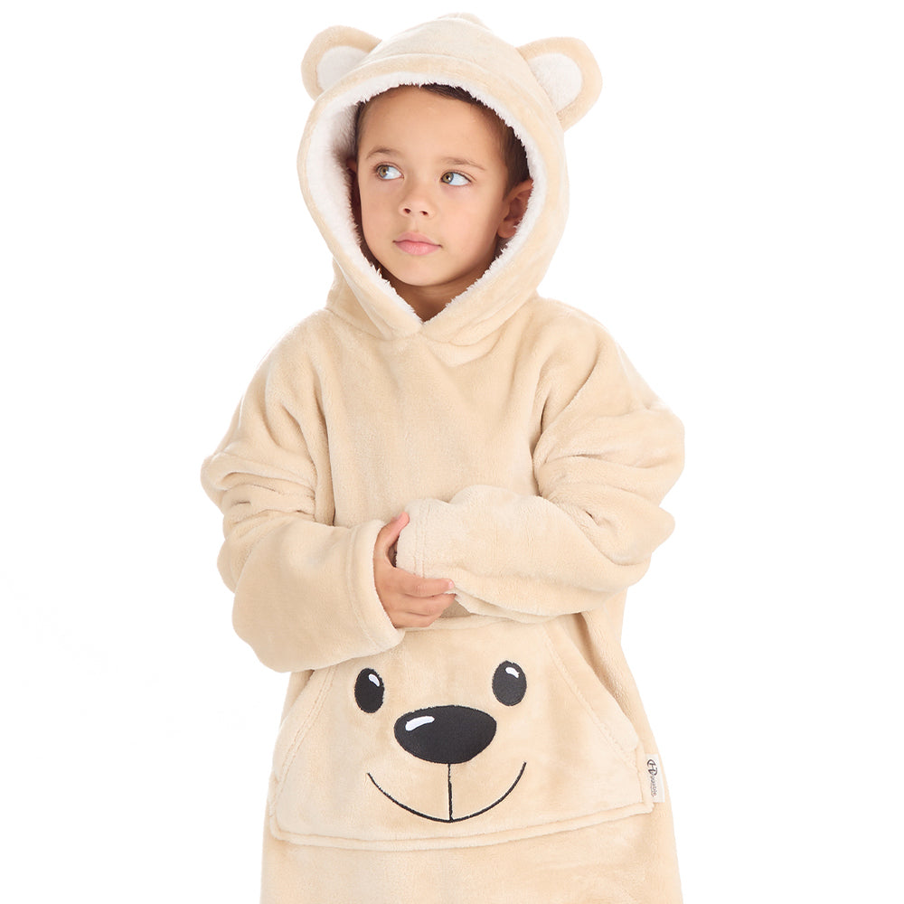 Infant Kids Teddy Bear Mini Blanket Hoodie