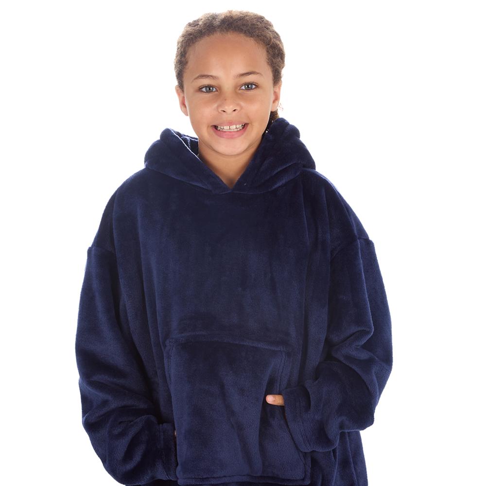 Girls Midnight Blue Plain Blanket Hoodie