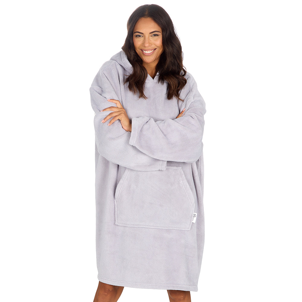 Ladies Silver Coral Fleece Blanket Hoodie