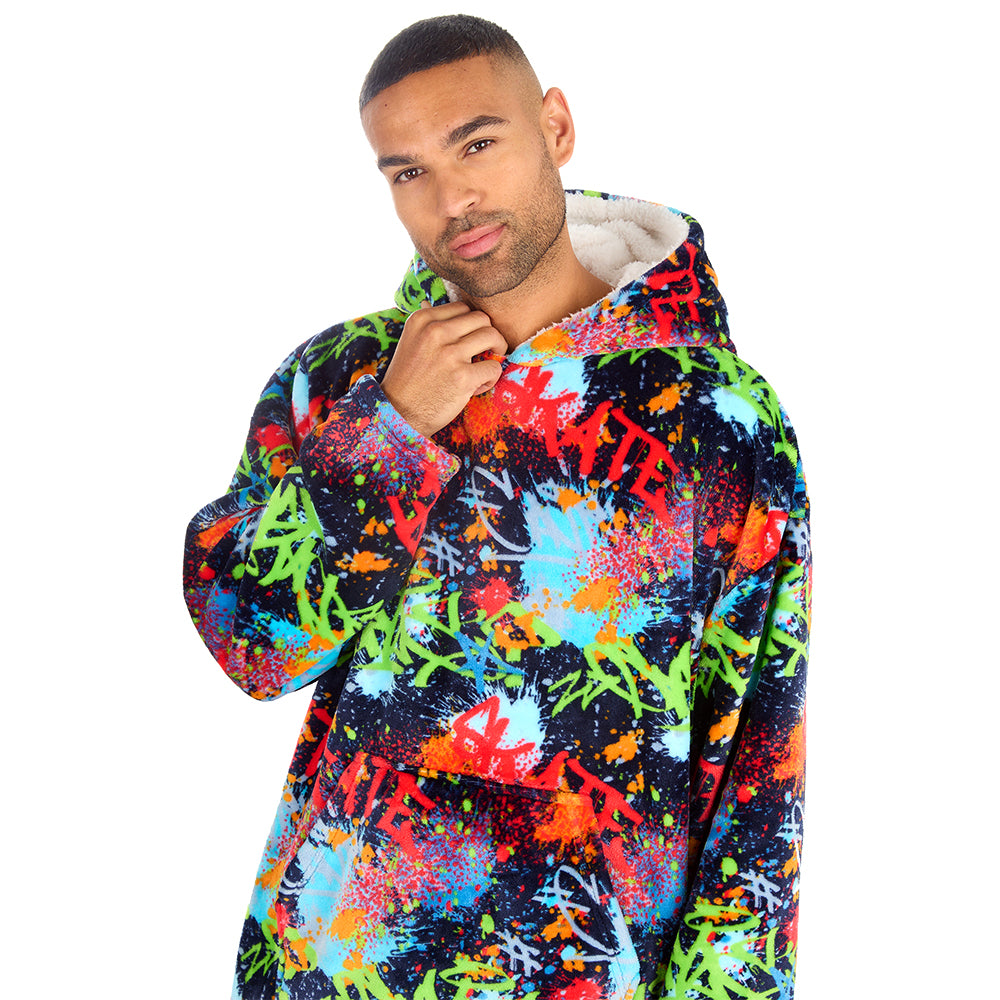 Mens Graffiti Blanket Hoodie