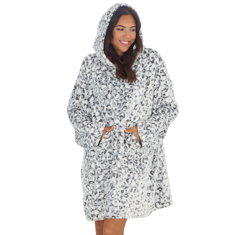 Ladies Leopard Blanket Hoodie