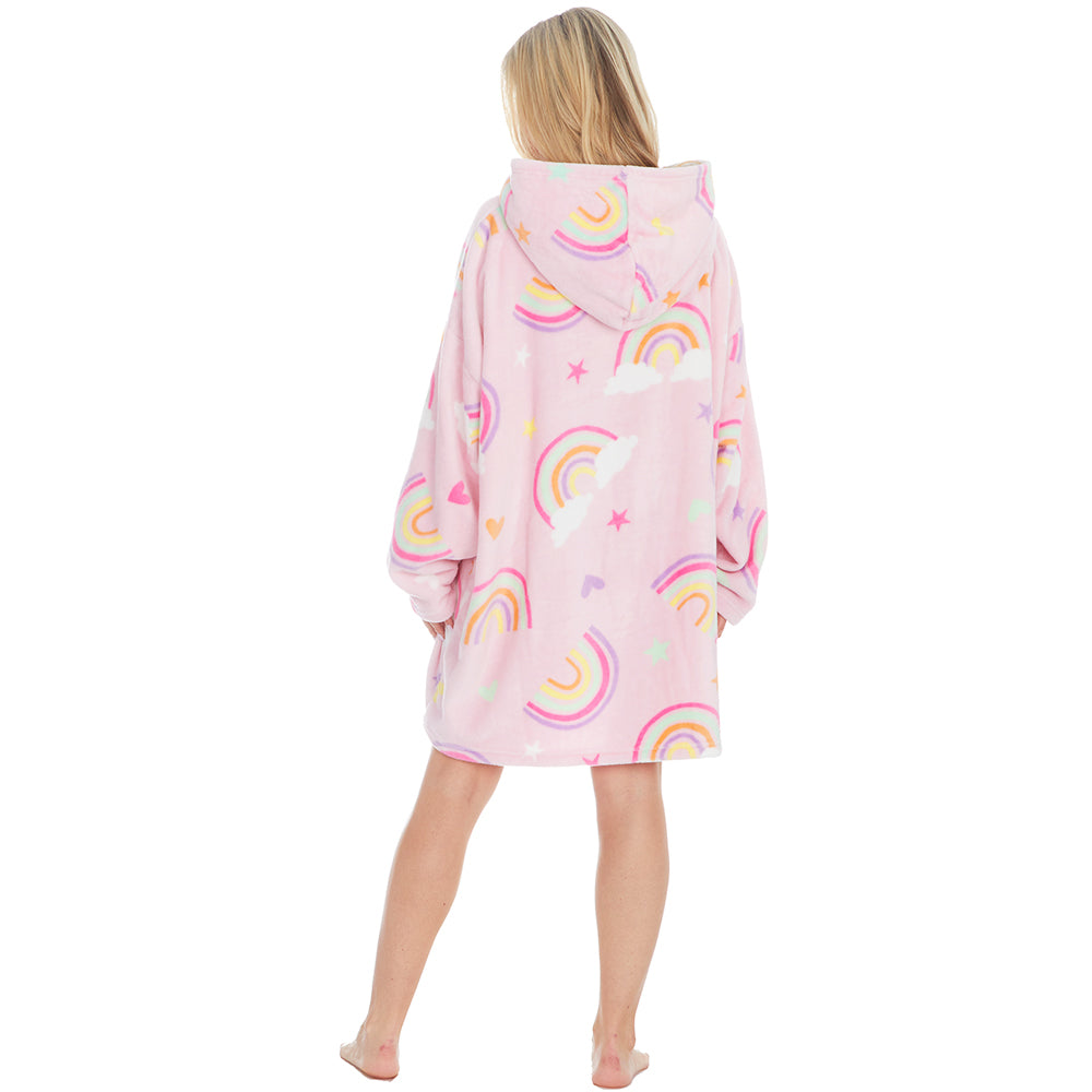 Ladies Rainbow Pink Blanket Hoodie