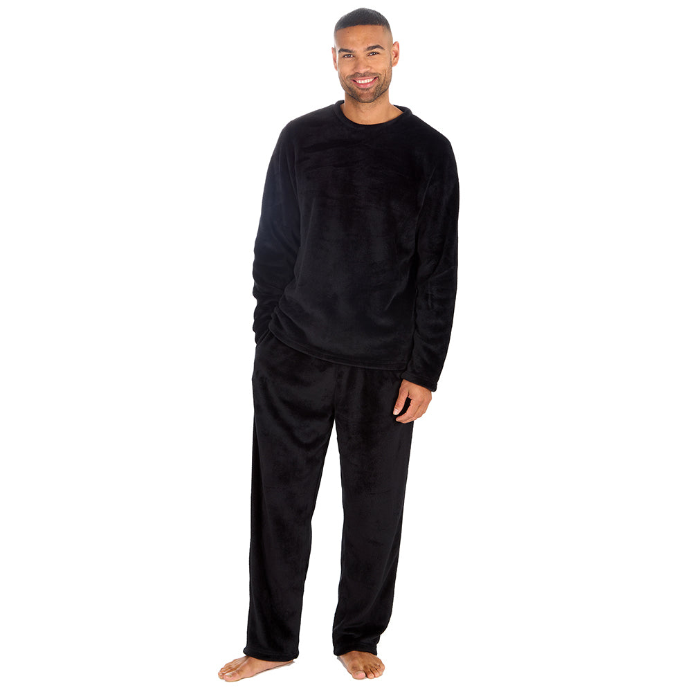 Mens Shimmer Black Fleece Lounge Set