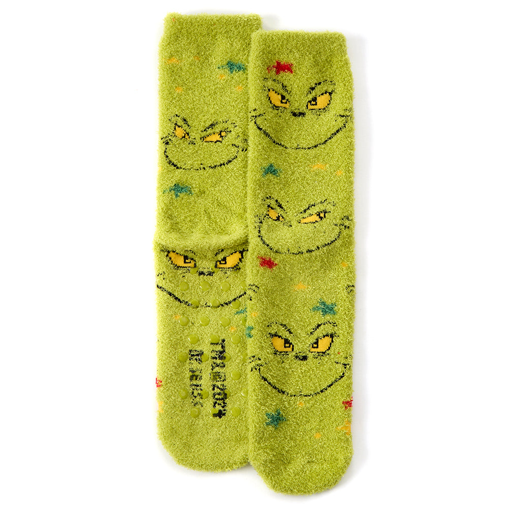 Ladies Christmas Grinch Fluffy Socks