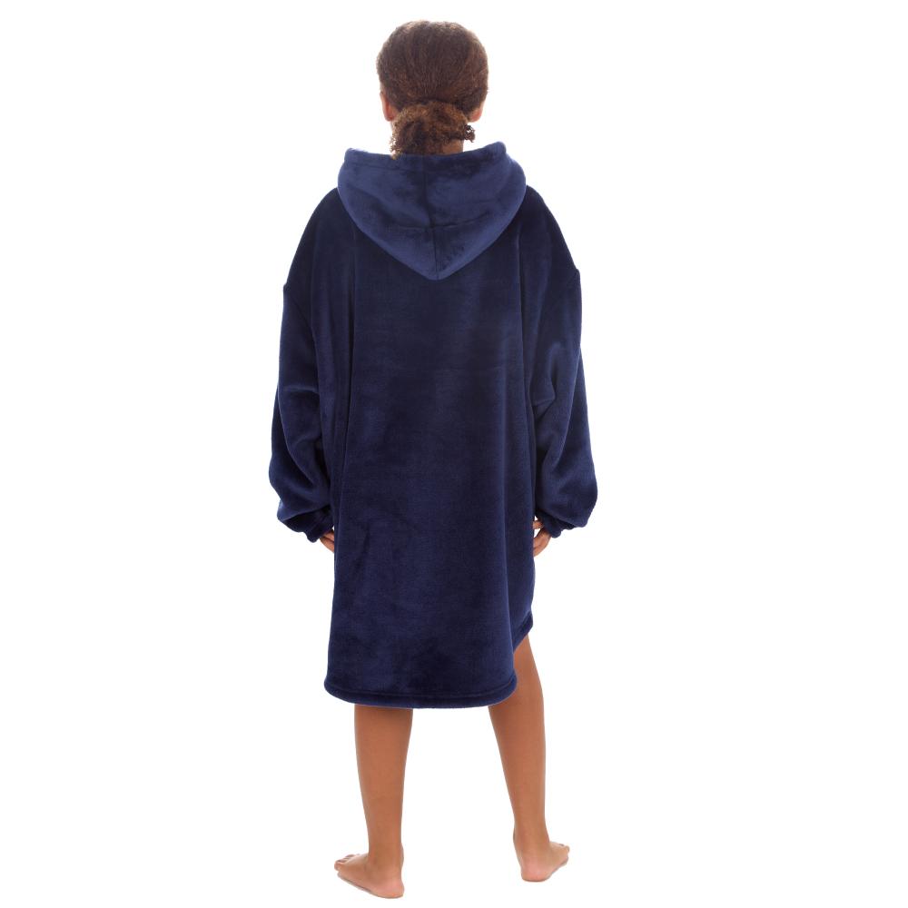 Girls Midnight Blue Plain Blanket Hoodie