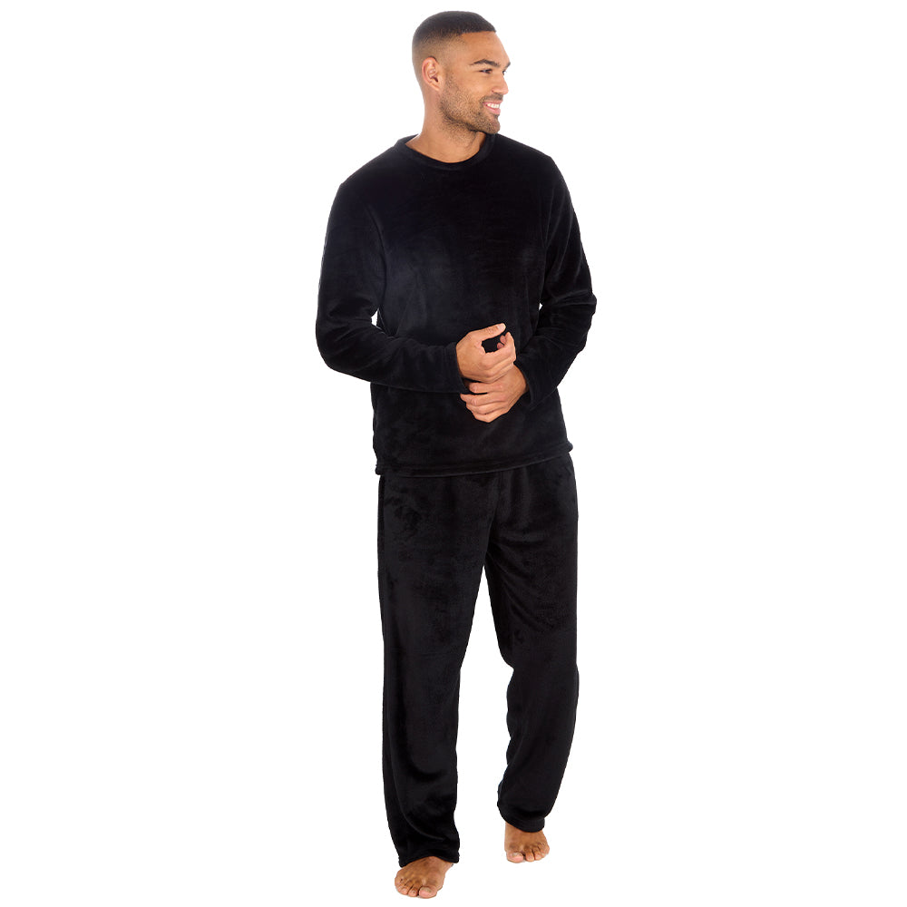 Mens Shimmer Black Fleece Lounge Set