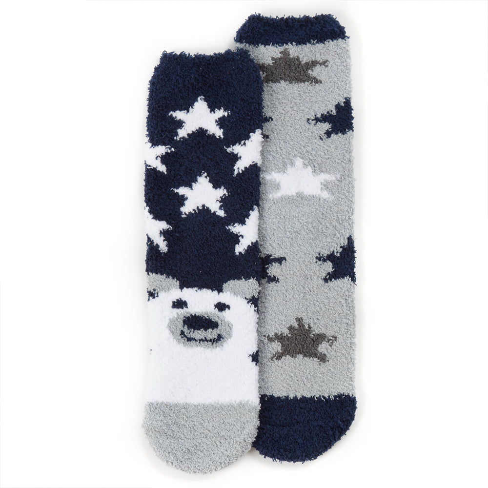 Ladies 2 Pairs Christmas Polar Bear Fluffy Socks