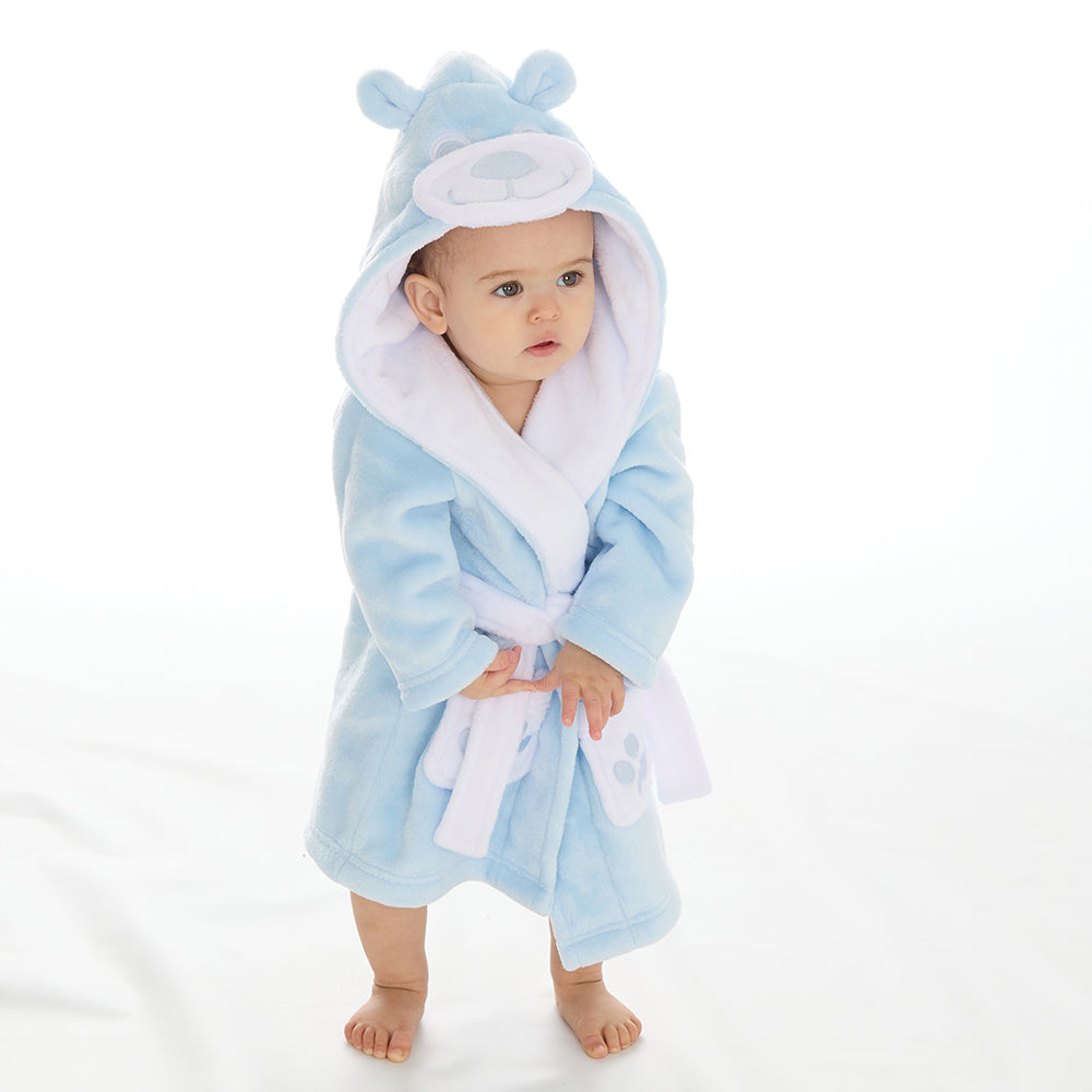 Baby Blue Teddy Bear Fleece Dressing Gown