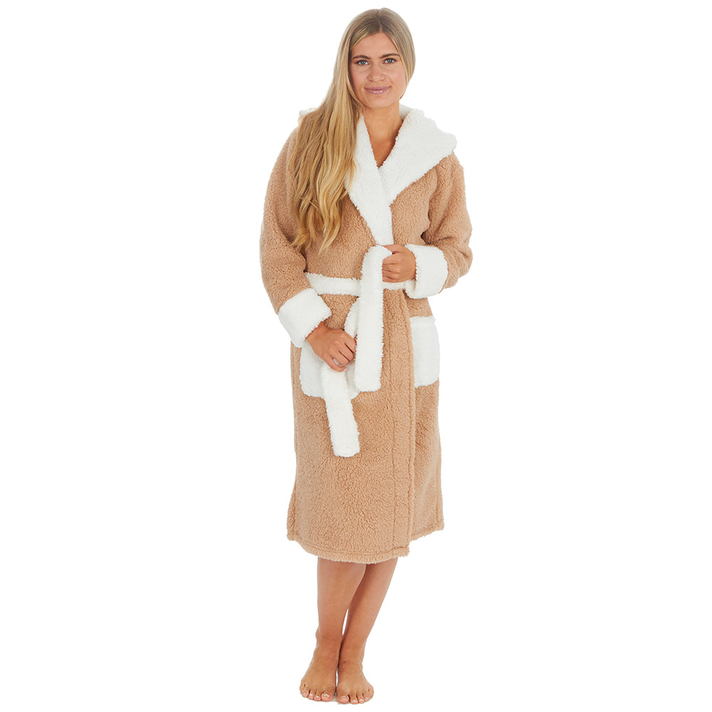 Ladies Teddy Bear Sherpa Fleece Dressing Gown