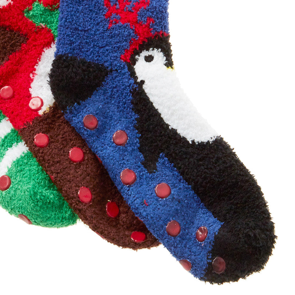 Ladies Christmas Penguin Fluffy Socks