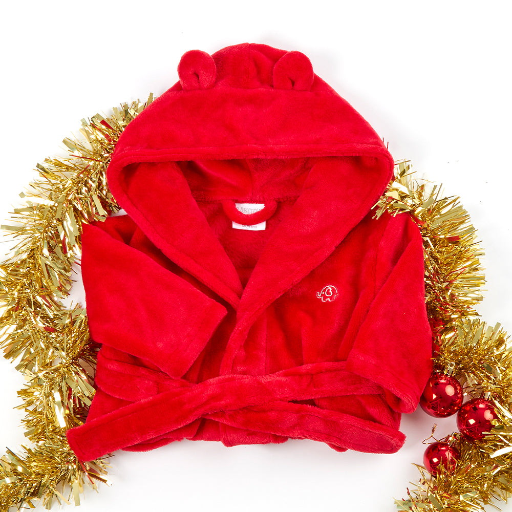 Baby Christmas Red Bear Ears Dressing Gown