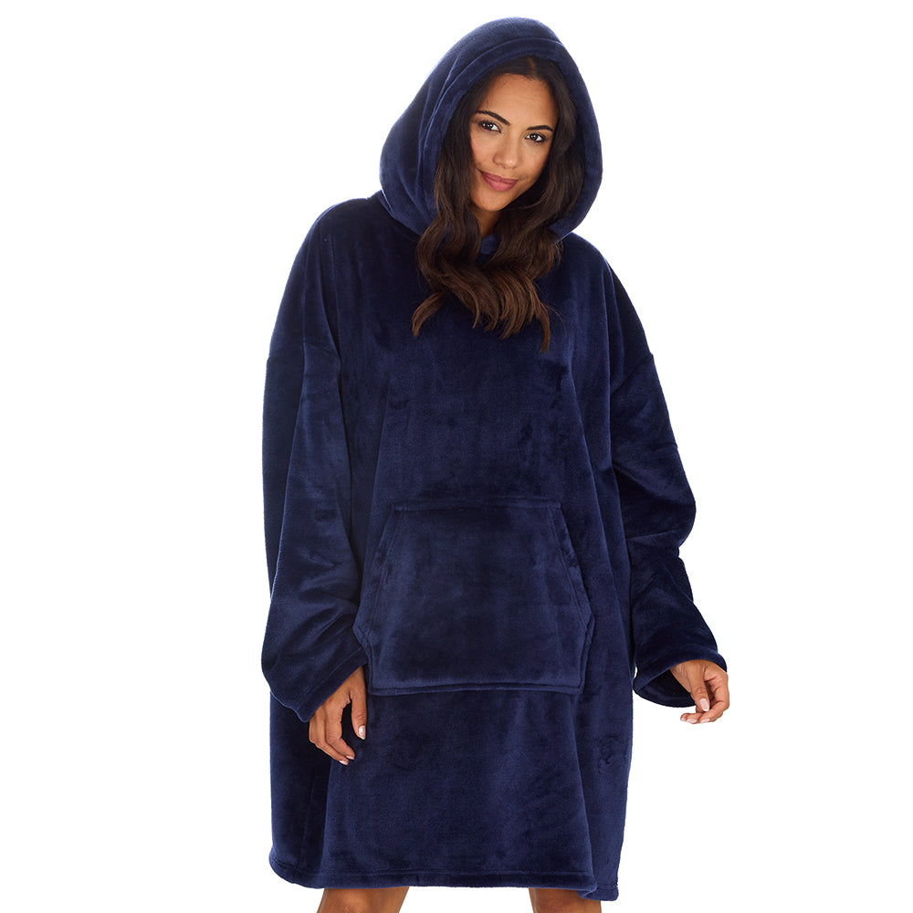 Ladies Midnight Blue Plain Blanket Hoodie